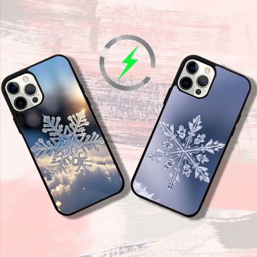 

Snowflake Art Phone Case For iPhone 17,16,15,14,13,12,11,Pro,Max,Plus,Mini,SE4,E Magnetic Magsafe Wireless Charging