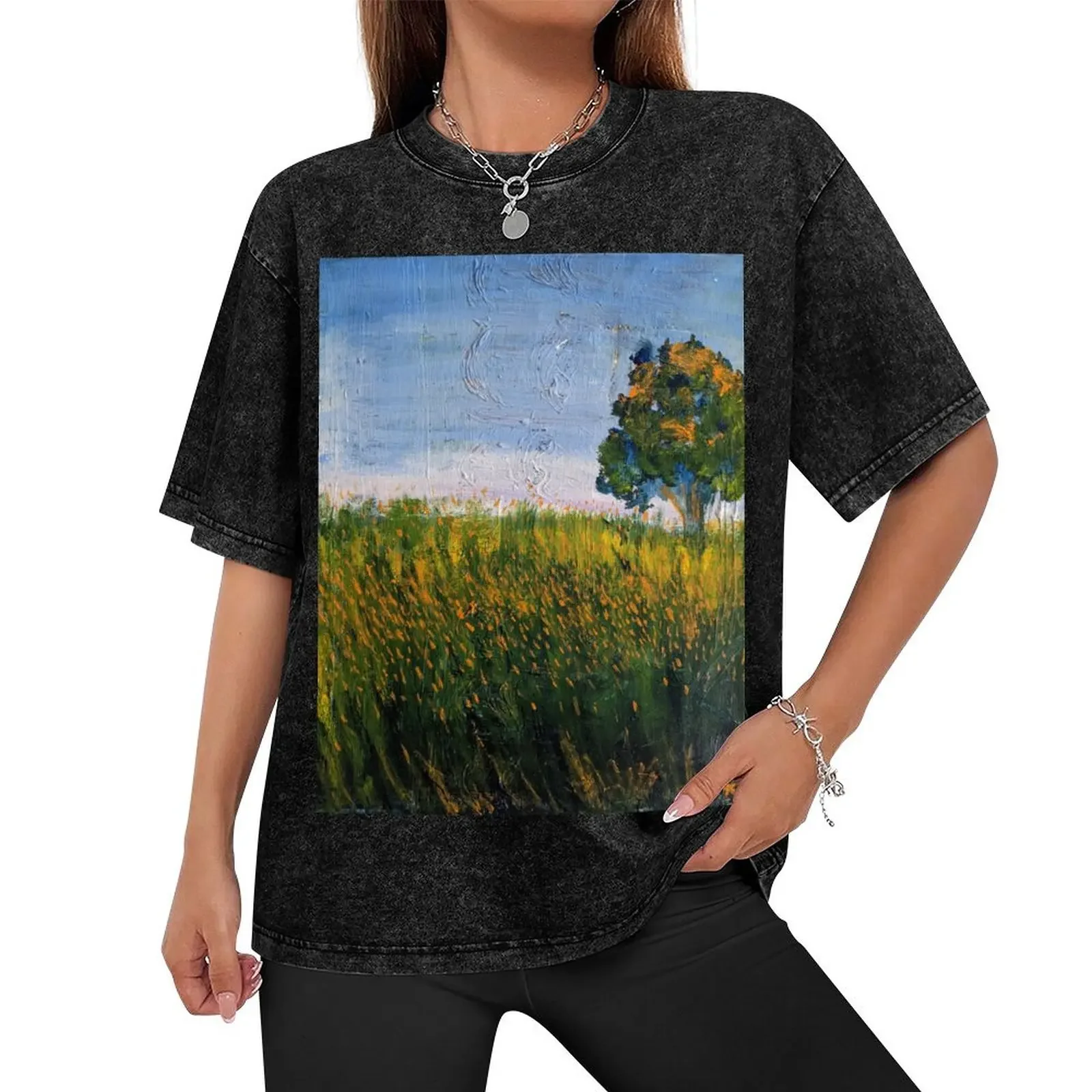 Enterprise City Park, 8*10 oil on canvas impasto, 2019 by Kasiah Sword T-Shirt Short sleeve tee man clothes t shirt men