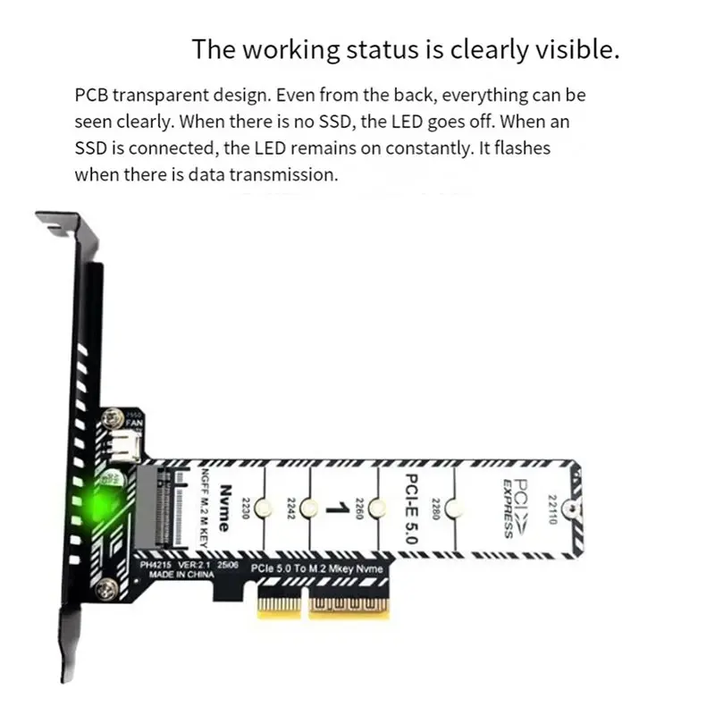 Well Made-M. 2 Nvme SSD To Pcie X4 Expansion Card Adapter For 2230 2242 2260 2280 22110 Pcie 5.0 Full-Height Bracket PH4215L
