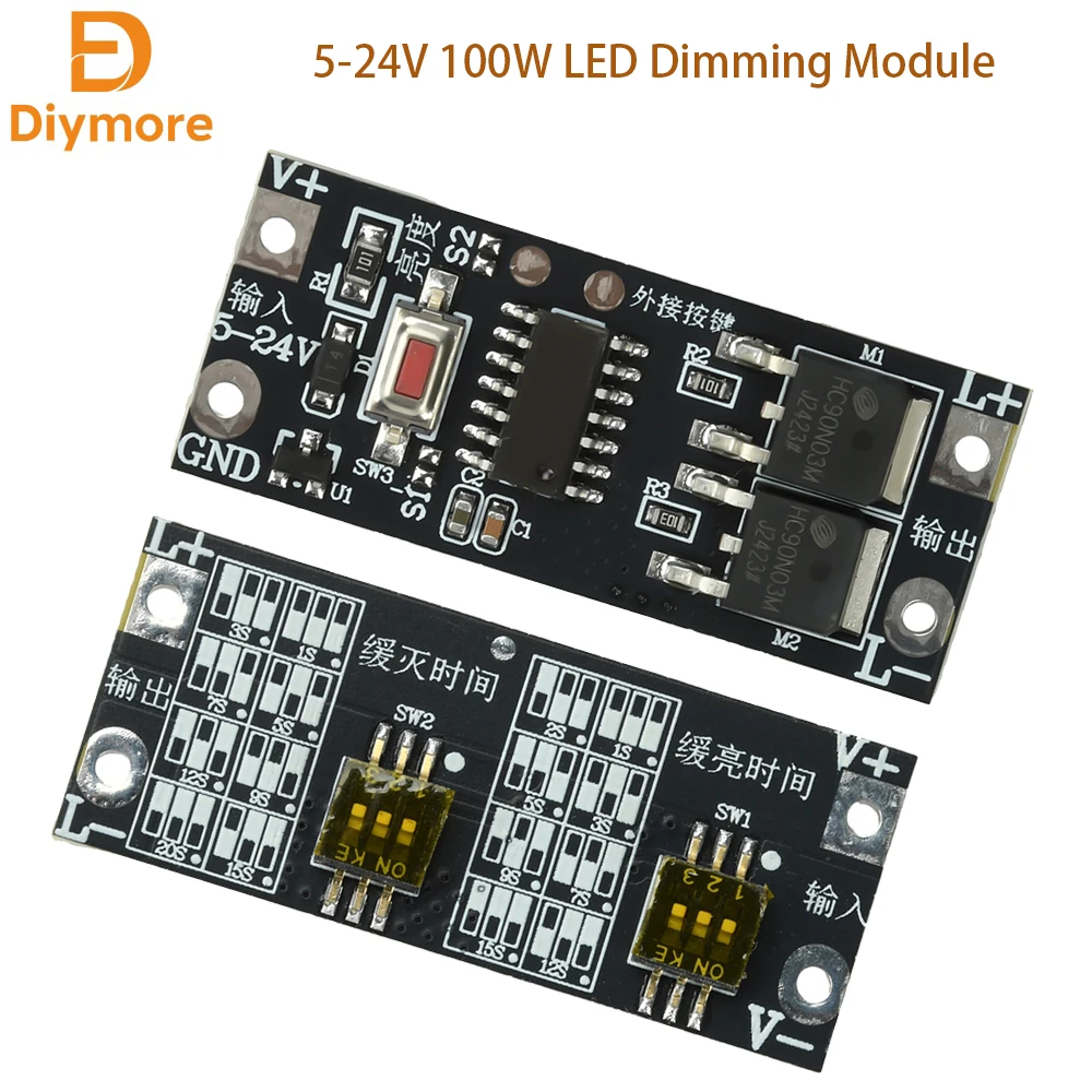 100W LED Dimming Module Adjustable Light Output with Soft Start Stop Memory Function Wide Voltage 5-24V For LED Strip Lighting