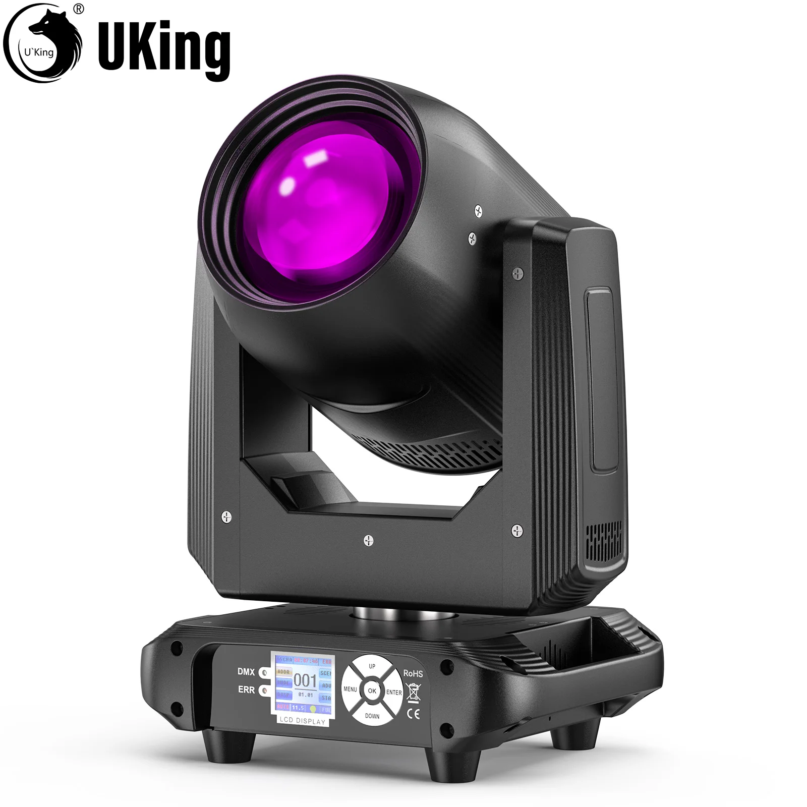 U'King 120W LED Beam Moving Head DJ Light 18-Facet Prism 14GOBOs&14Colors Stage Lights DMX512 Spotlights For Wedding Party Disco