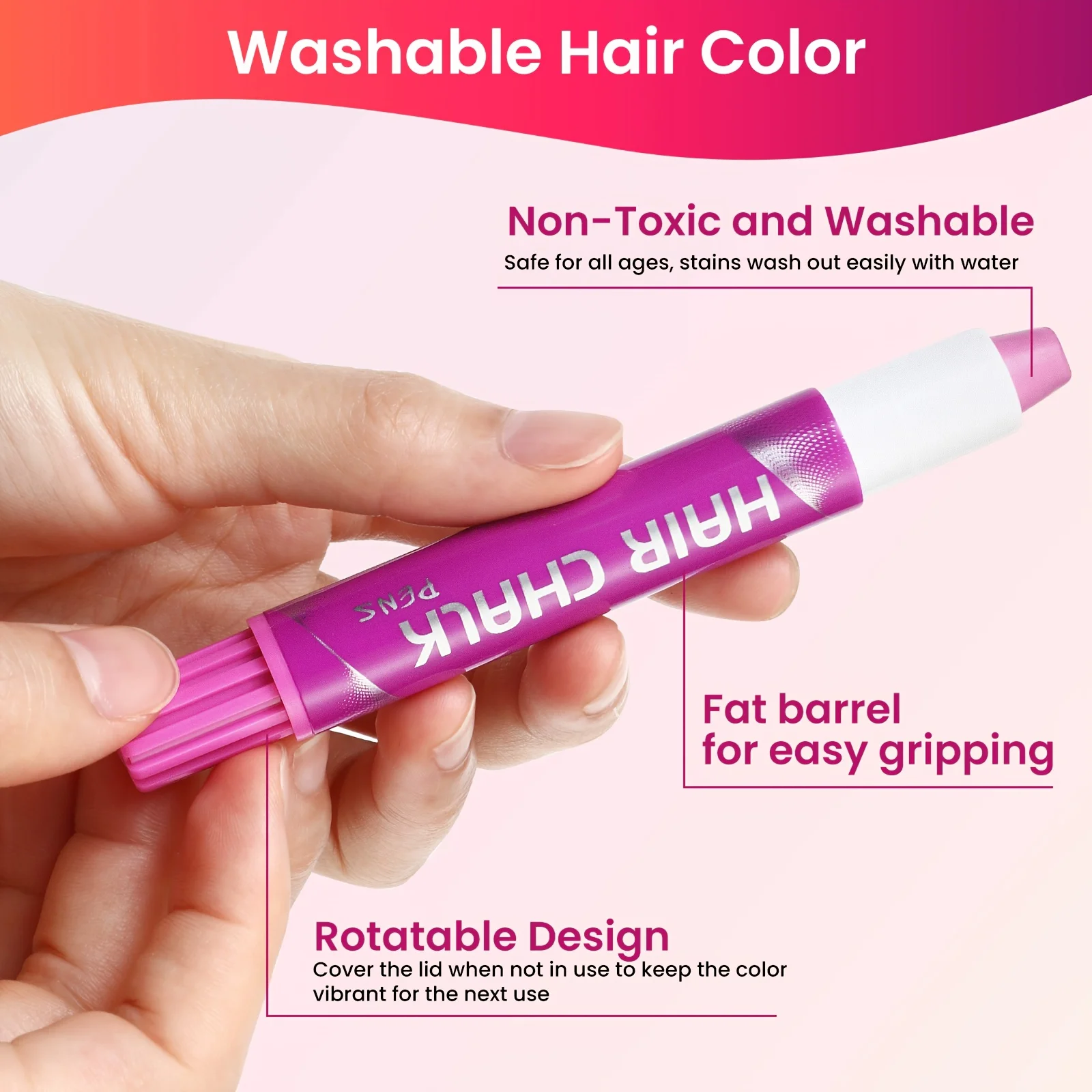 10pcs/Set Hair Chalk Pen Temporary Hair Color Chalk,Washable Disposable Hair Dye Tools,Vibrant Colors,Perfect for Music Festival