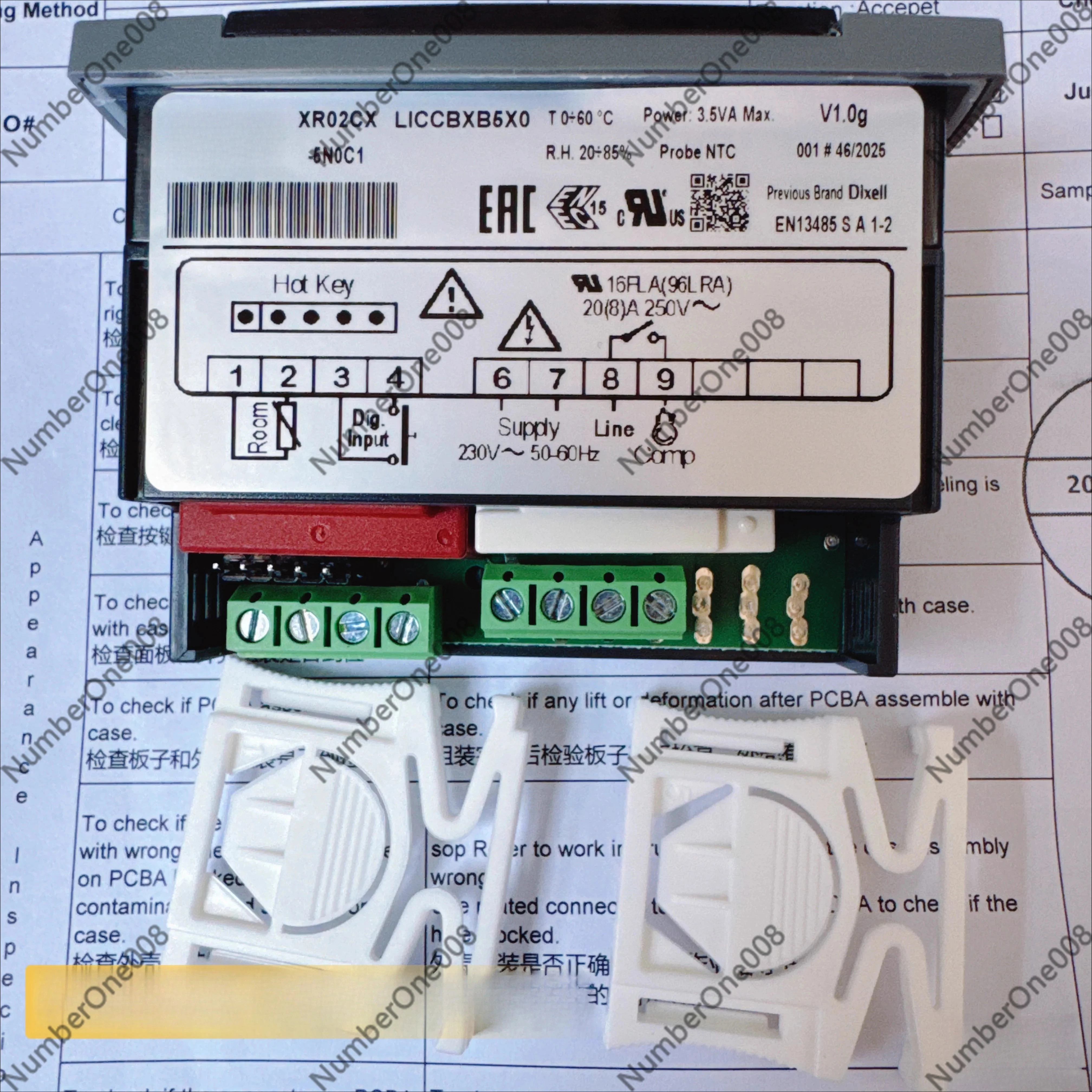XR02CX-5N0C1 Digital Temperature Controller for DIXELL, 230V 20A Relay Compressor Control, 32x74mm Off-Cycle Defrost