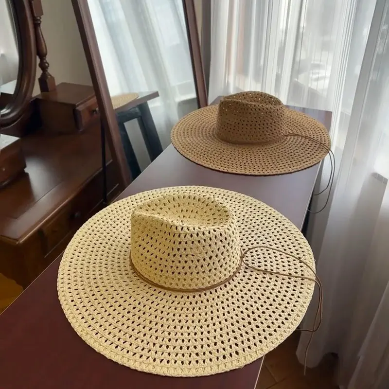 Hot Sell British Style Breathable Wide Brim Handmade Hat For Men Women Jazz Top Hat For   Summer Vacation Panama Beach Sun Hat