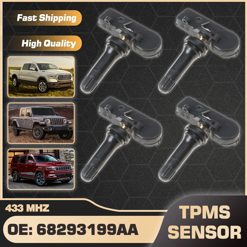 Car TPMS Tire Pressure Sensor 68293199AA For Dodge RAM 2018-2020 Jeep Scrambler 2020 Jeep Wagoneer 2019-2020 68507512AA 433 MHz