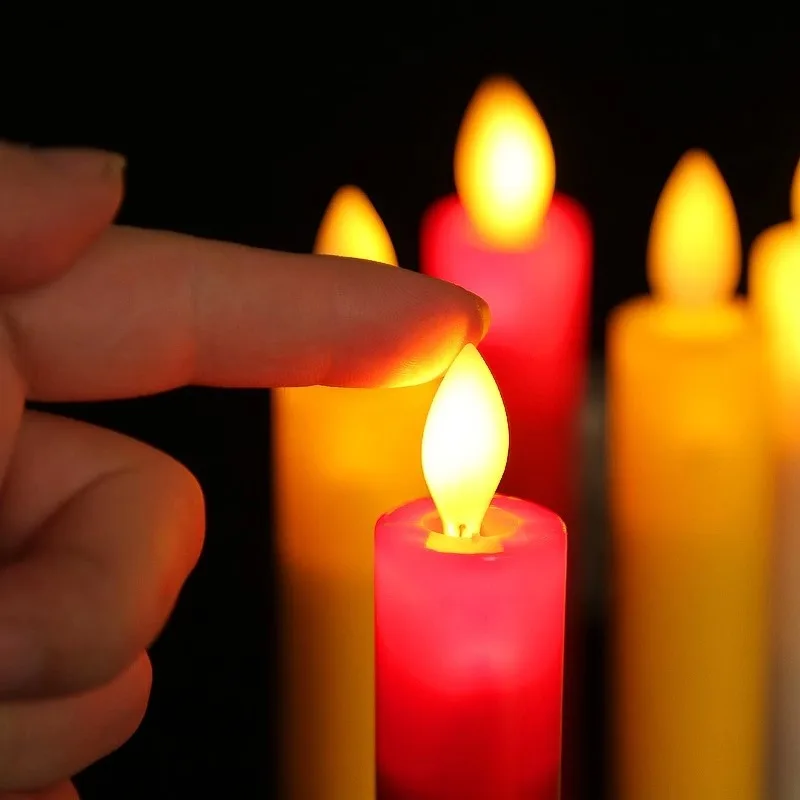 LED Flameless Creative Candles Lights Wedding Birthday Party Simulation Candles Lamp Long Electric Flickering Candlesticks