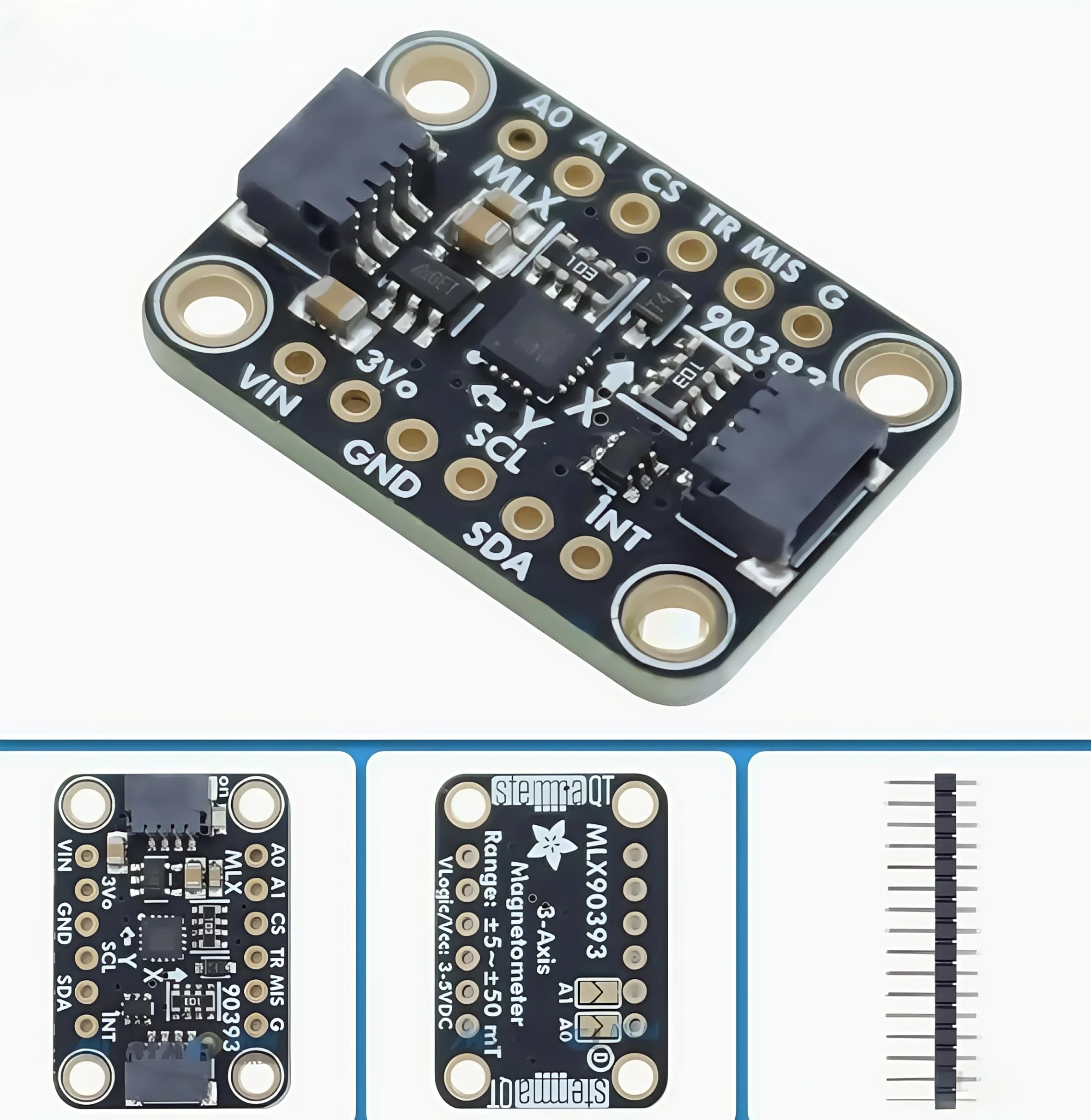 

4022 MLX90393 Магнитный магнитометр Оценочная плата Датчик Магнитный датчик Инструмент Adafruit