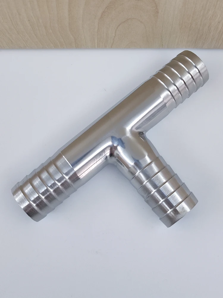 12.7 16 19 25 32 38 45 51mm Hose Barb Tail 304 Stainless Steel Sanitary Pipe Fitting Tee 3 Ways Connector Splitter Homebrew