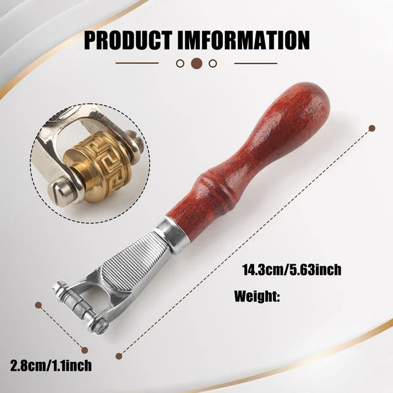 Large Leather Embossed Wheel Handle Leather Roller Wood Handle DIY Handmade Leather Embossed Tool Manual Tool-A27R