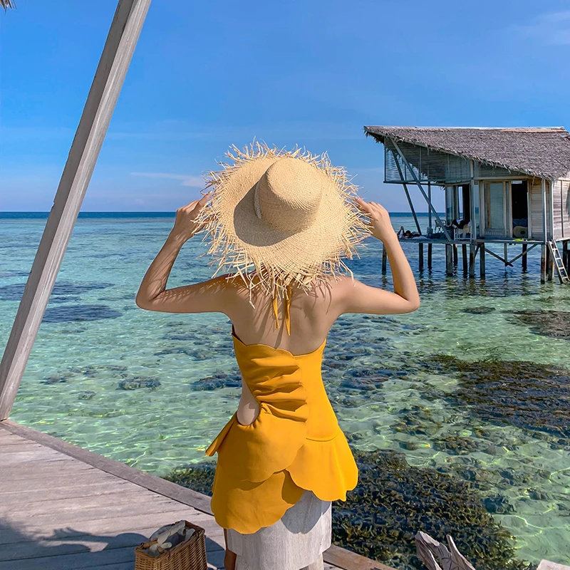 2025 New Swimsuit Women's Summer Sexy Pool One-piece Swimwear Elegant Chic Ginger Conservative Seaside Vacation Sling Swimsuits