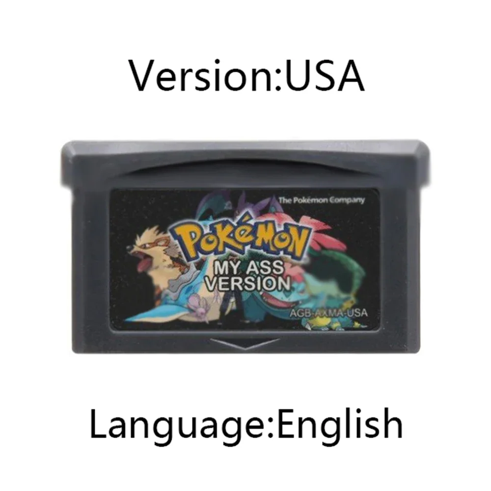 GBA Game Cartridge 32 Bit Video Game Console Card Pokemon Series My Ass Liquid Crystal Ashgray Moemon Emerald Snakewood for GBA