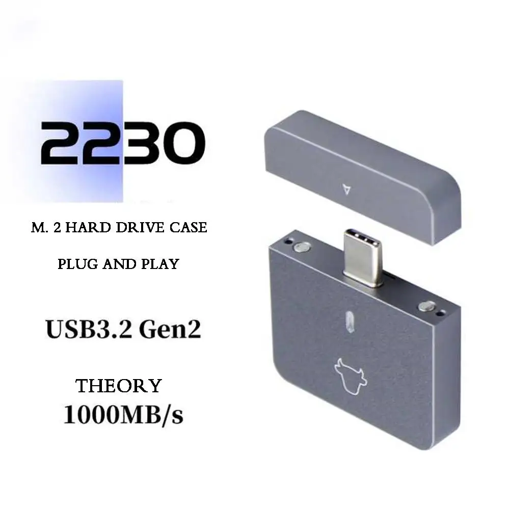 M.2 NVMe 2230 SSD Enclosure USB C Adapter 10Gbps USB3.2 Gen2 External Case Box For M2 2230 NVMe SN740/SN530 520/PM991a/BG4/BC711