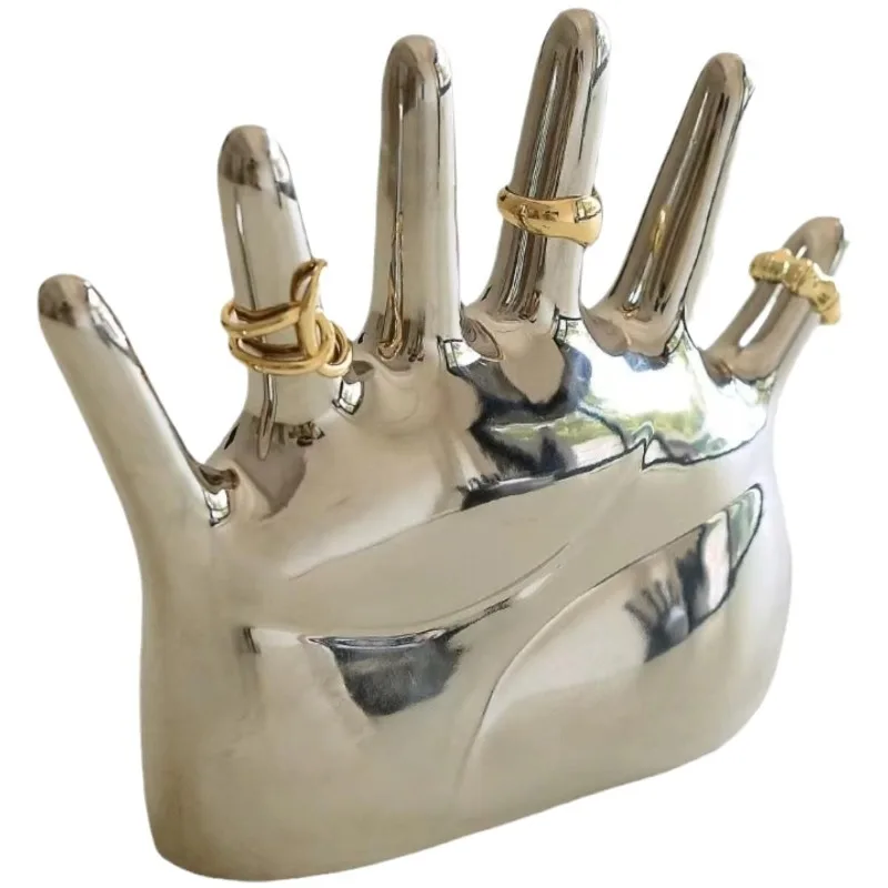 

Finger Palm Jewelry Rack Ceramic Ornament Fun Decorative Prop Ring Jewelry Tabletop Ornament