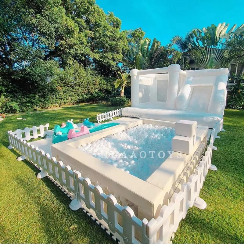 業務用高級パーティー用ホワイトソフトプレイ機器 インフレータブルバウンスハウス ボールピットプール CE認証 室内/屋外使用