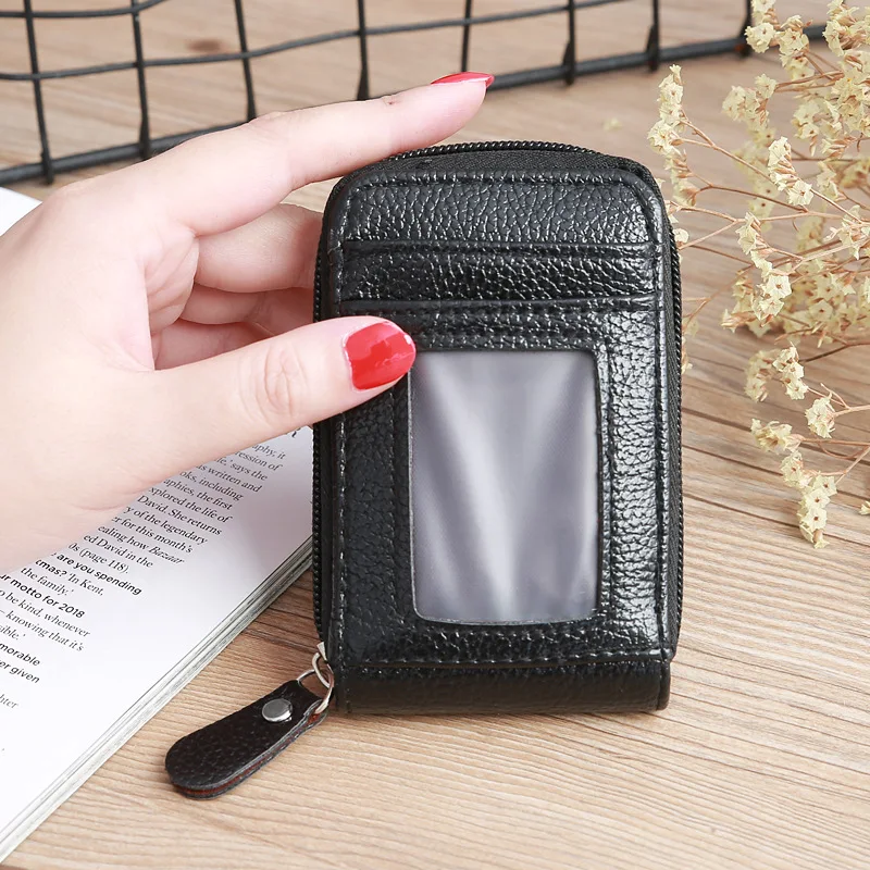 

Винтажный женский держатель для карт из искусственной кожи, мини RFID, мужской кошелек для монет с застежкой-молнией, органайзер для банковских кредитных карт, чехол для карт
