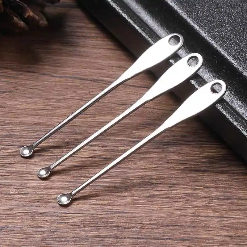 Classic Thin  Stainless Steel Ear Spoon Nineties Deep Concave Large round Head Ear Scraper Home Daily Use Set