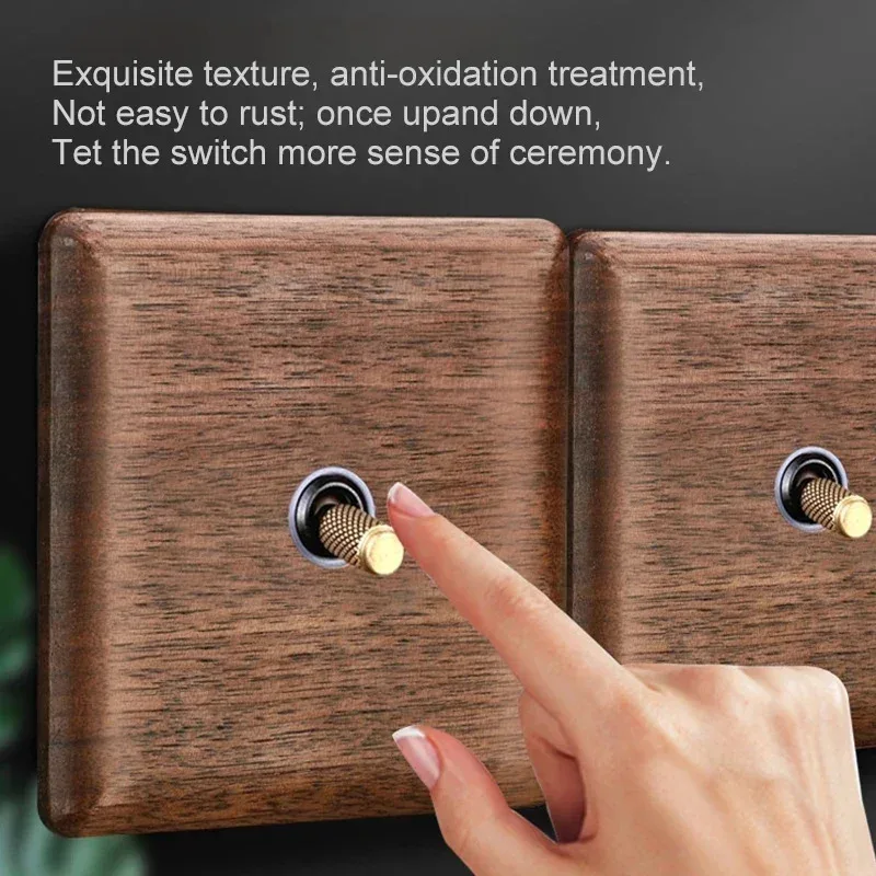 Socket Work Driving Arm Panel Retro Style EU/France/UK 1Gang 2Gang Dual control Solid Wood Wall Switch