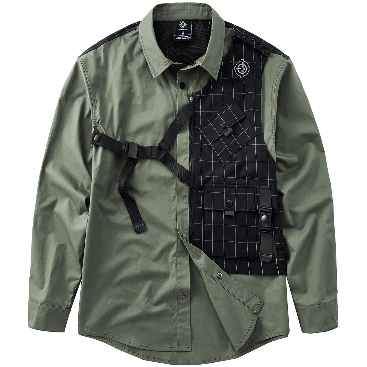 

Мужская рабочая рубашка свободного кроя с длинным рукавом, дизайнерская, с нашивками, модная, брендовая, весна-осень, хлопок, дышащая