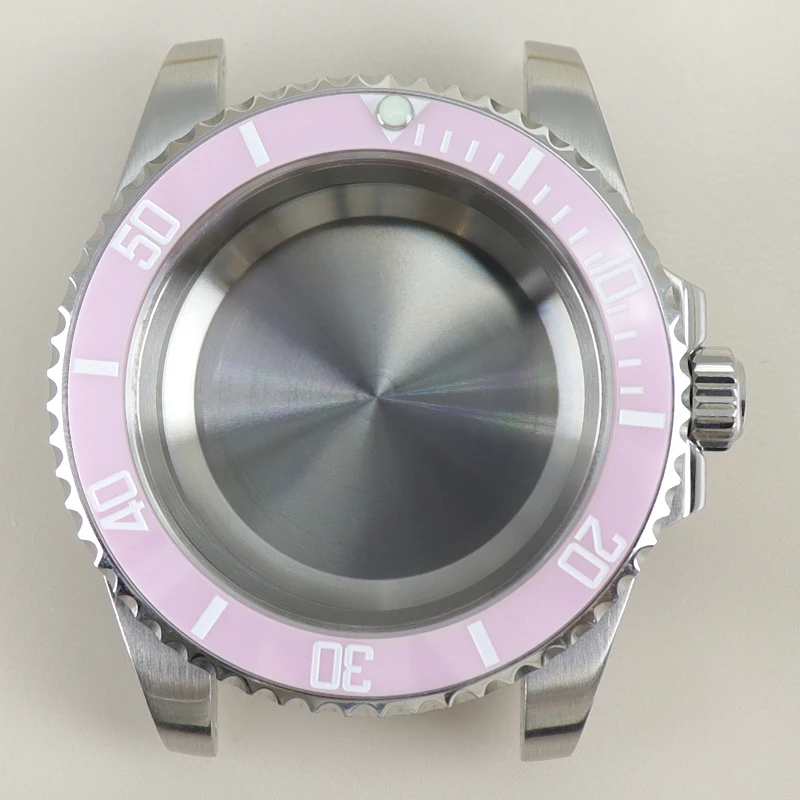 40mm Replacement Watch Case Sapphire For SUB Seiko NH35 NH36 NH34 NH38 8215 2824 Movement 28.5mmDial Pink Ceramic Bezel Hot Sale