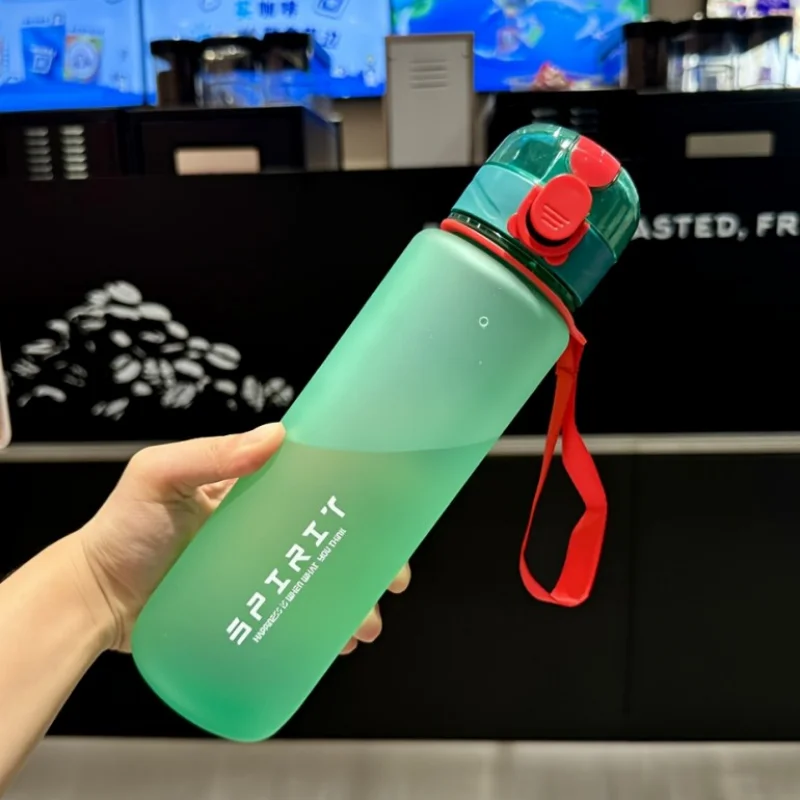 700 مللي زجاجة مياه رياضية مقياس علامة قطرة مقاومة شرب كوب للرياضة في الهواء الطلق زجاجة مشروبات بلاستيكية سعة كبيرة مانعة للتسرب