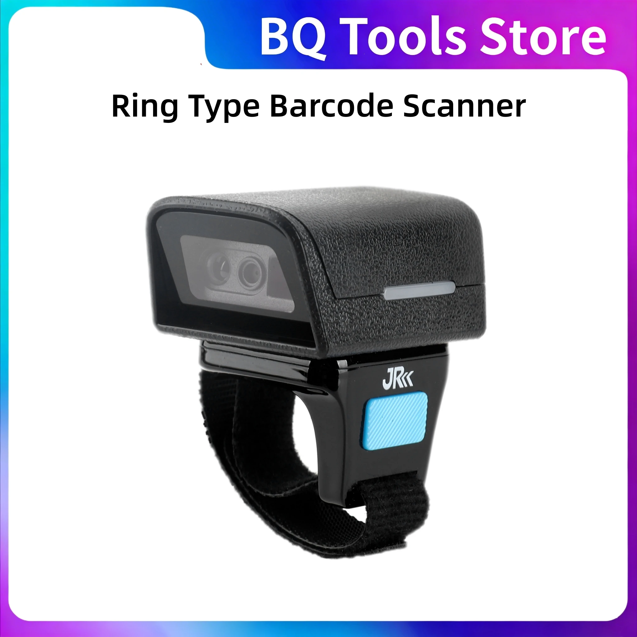 Barcode Scanner Wearable Ring Type Barcode Scanner Portable QR Scanner 270° Rotating Scanning Head ABS Shell IP42 Shockproof