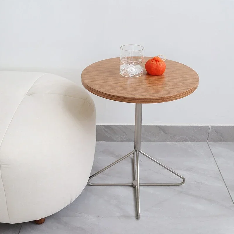 Nordic simple small apartment modern sofa round side table, stainless steel corner table