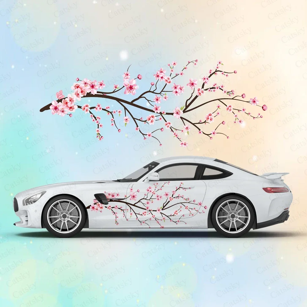 Cherry Blossom Branch Large Car Stickers and Decals Car Body Stickers Car-Side Decals Waterproof Car Vinyl Stickers