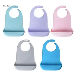 Large Size Adult Silicone Bib Elderly Eating Bib Waterproof Burping Cloth 6-Level Adjustable Catcher Bib Q81A