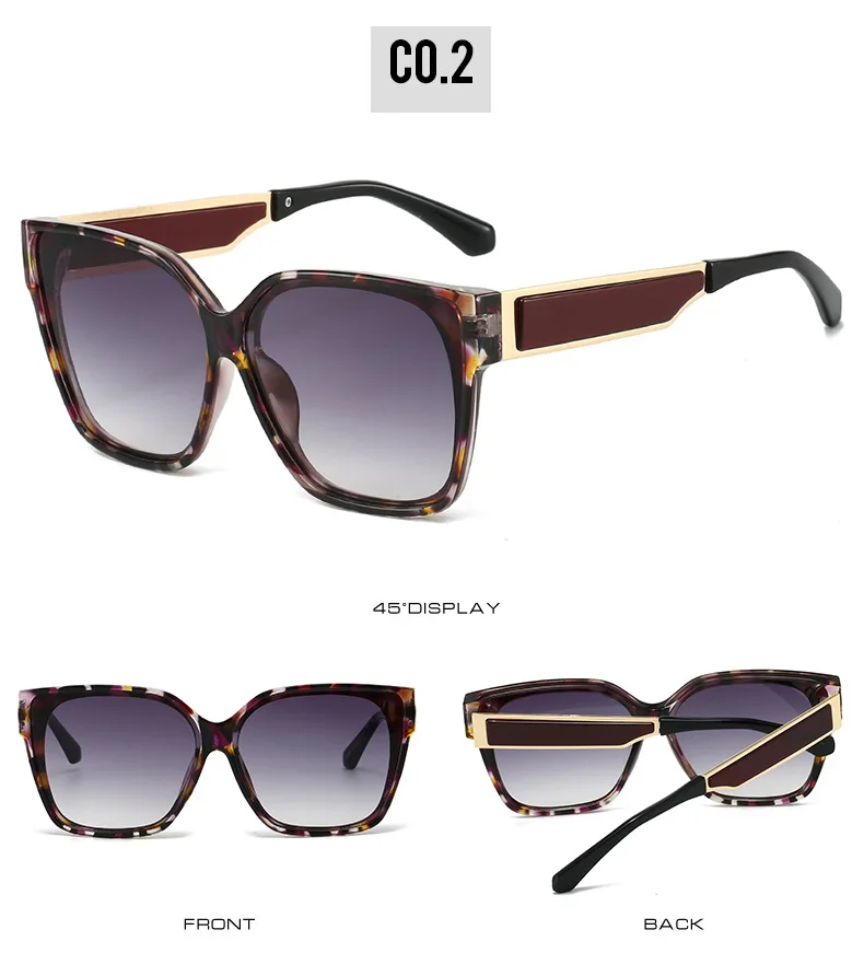 JNPCXI Neue modische quadratische Sonnenbrille für Damen, Farbverlauf, blaue Farbtöne, UV400, Retro-Sonnenbrille für Herren, trendige Sonnenbrille – Detail 7