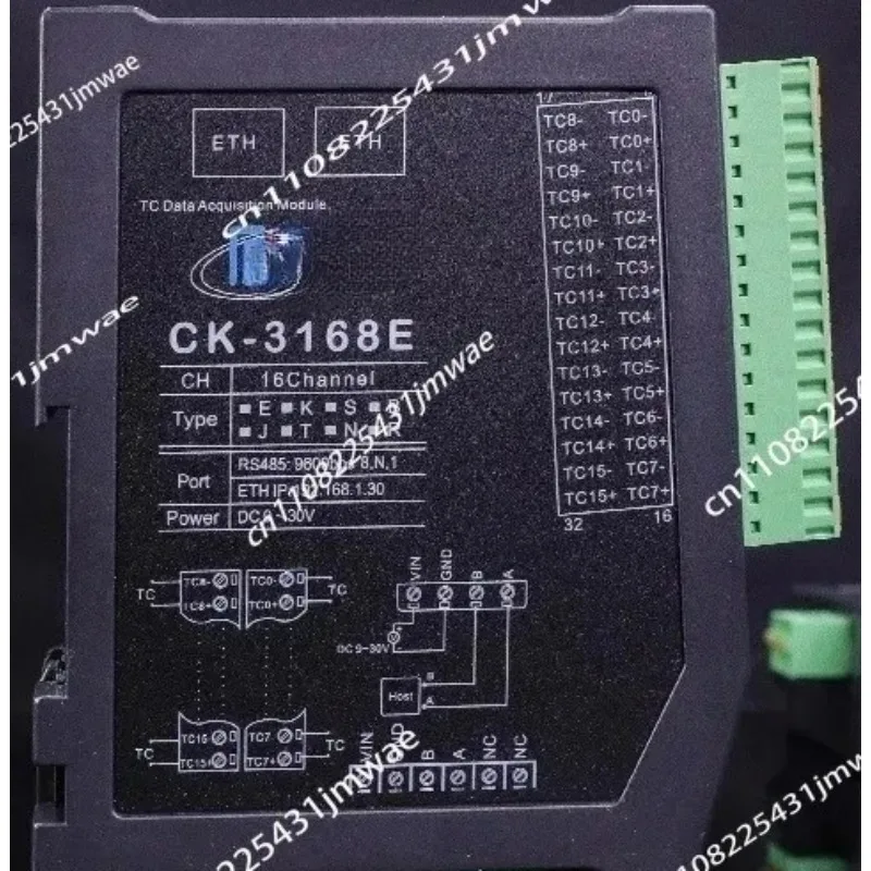 16 Channels K/T/J/B-Type Thermocouple Input RS485 Ethernet Bus Module Modbustcp Intelligent Data Acquisition Card