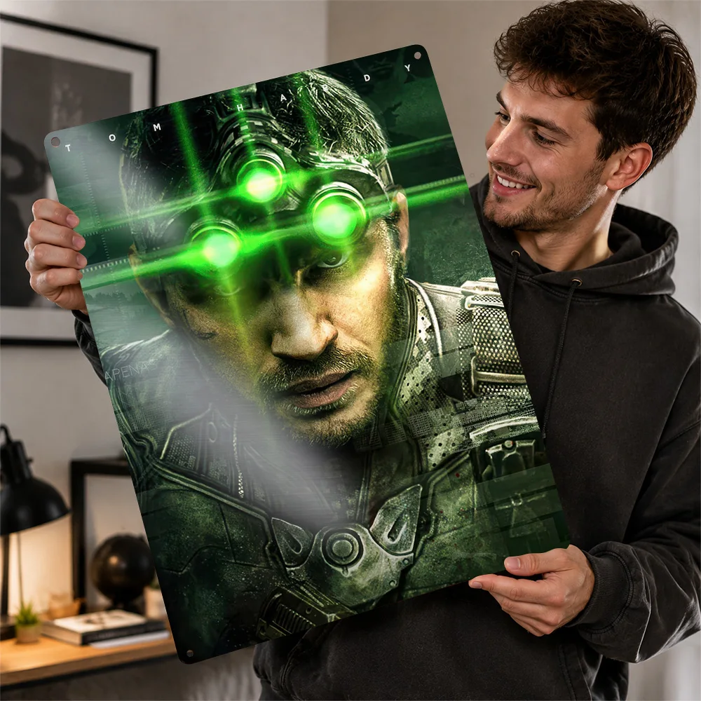 Tom Hardy Sam Fisher Night Vision Textured Poster Personalized Aluminum Metal Sign Dynamic Hero Design Wall Art Bedroom Decor