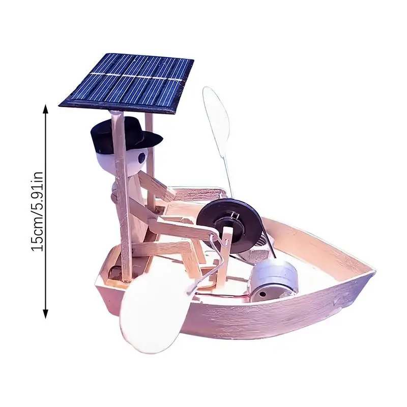 หุ่นยนต์พายเรือ Creative เรือพายเรือ Decor พลังงานแสงอาทิตย์สร้างสรรค์ไม้ตกแต่งการศึกษาเล่นน้ําหุ่นยนต์สําหรับ Ponds Gardens หลา