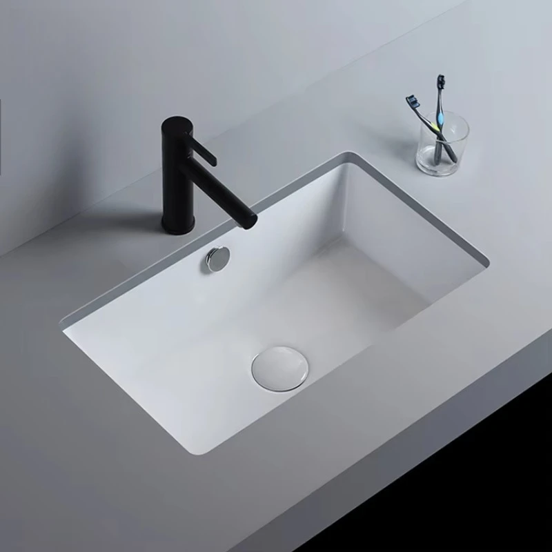 North America Classic Bathroom Porcelain Vanity Washbasins Rectangular Ceramic Wash Basin Sink