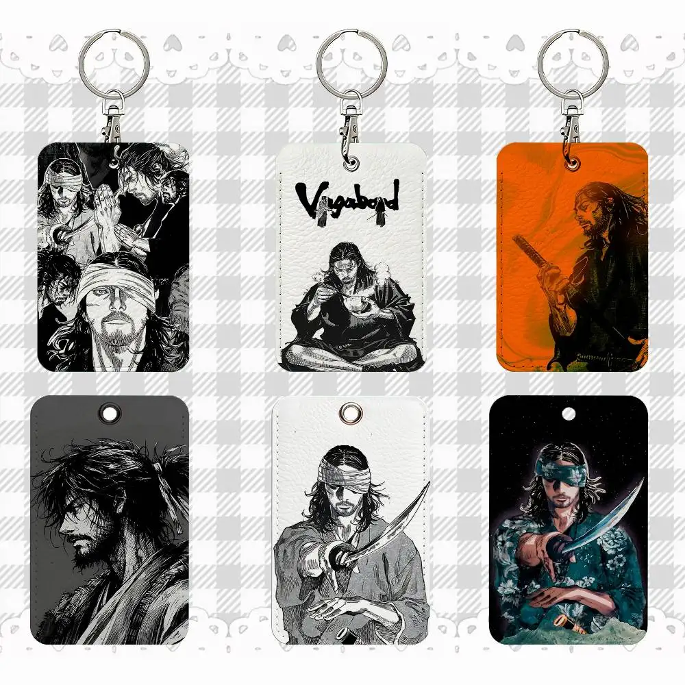 

V-Vagabond M-Miyamoto Musash Прямоугольный чехол для удостоверения личности Брелок для ключей Сумка для карт доступа Кольцо для ключей Кожаный держатель для карт Брелок для ключей Доступ