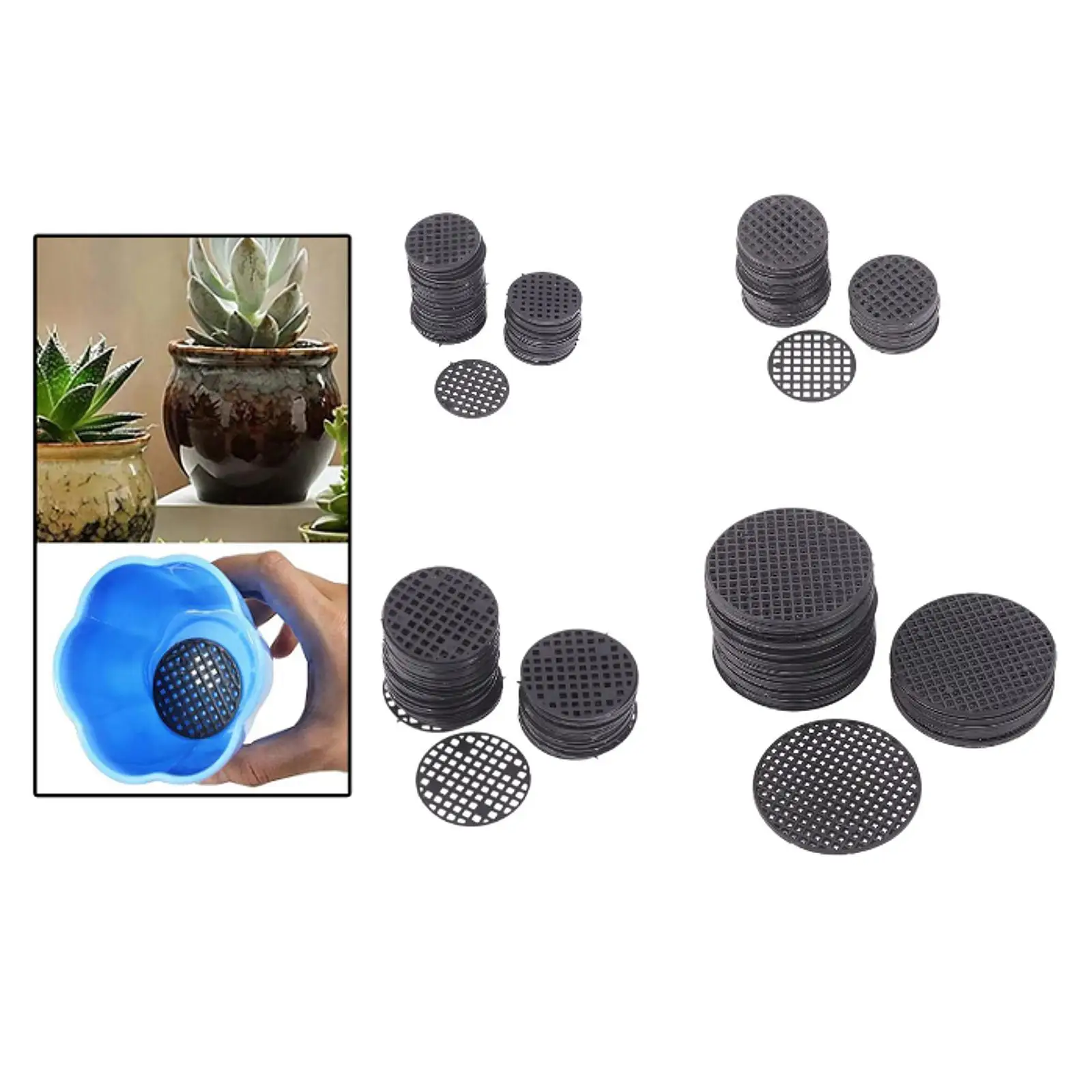 

Round Black Bottom Grid Mat Multi-function Flowerpot Mesh Pad Hole Bonsai Basin Bottom Breathable Gasket Gardening Accessories