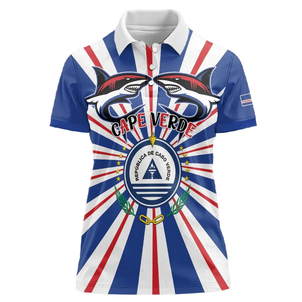 Summer Fashion T-Shirt for Women, Cape Verde Island Polo Shirt, Short Sleeve, Collared, Tropical Print, Casual and Versatile Top