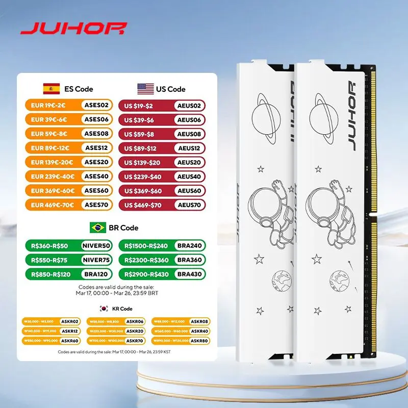 JUHOR DDR5 16GB 5600MHz 6000MHz DIMM Desktop Computer Gaming Memory Ram