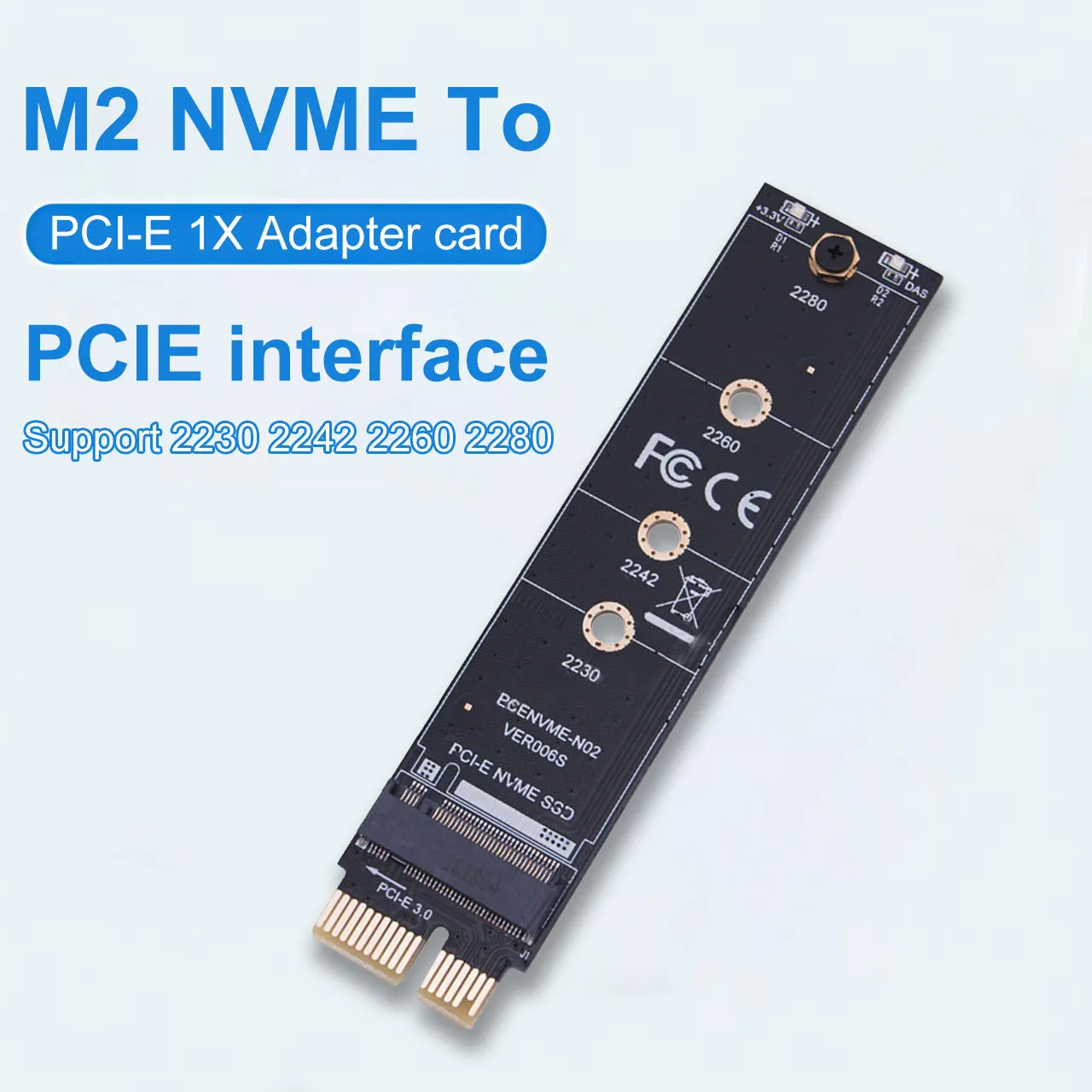 NVME M.2 to PCI E3.0 1X Hard Drive Adapter Card High Speed ​​Expansion Adapter Card M Key NGFF Module Converter Expansion Card