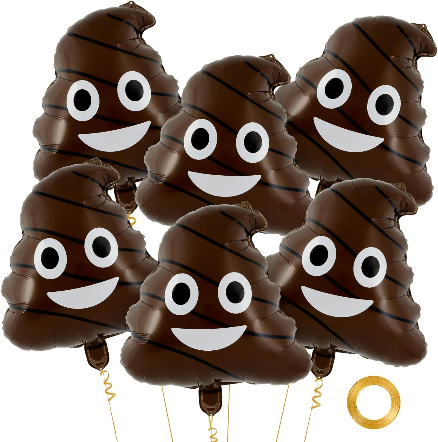 6 Stück Lustige Kacka-Ballons, Aluminiumfolien-Ballons für Scherze, Party-Dekoration für Teenager, Büro, Halloween, interaktive Streiche