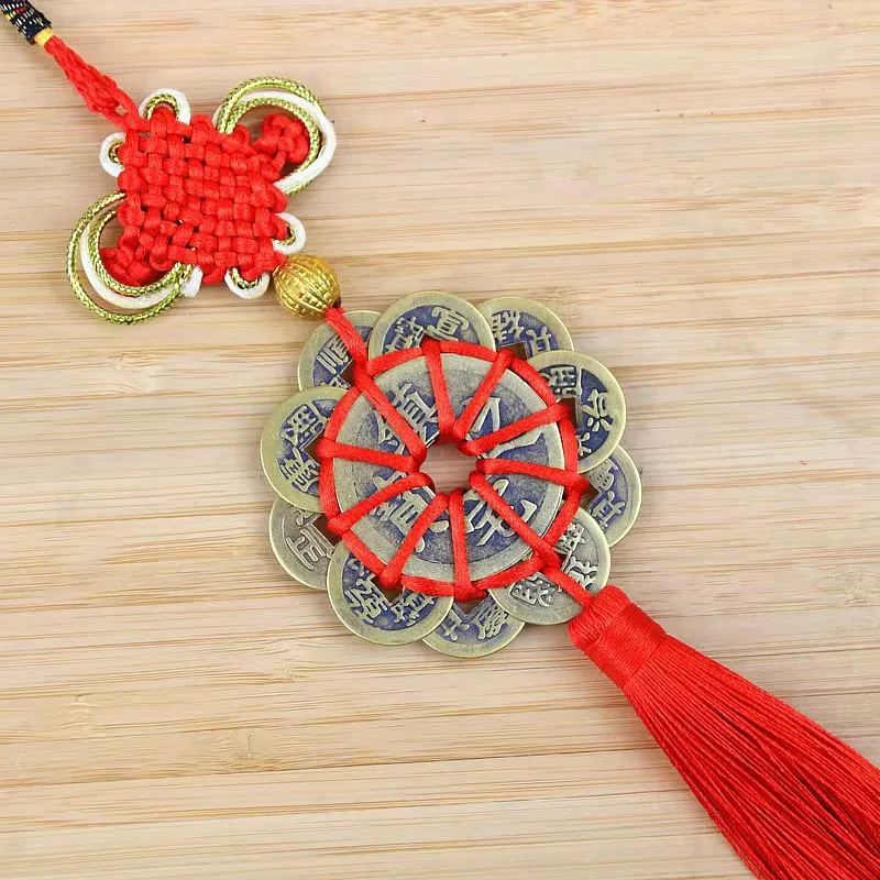 Dragon Year New Chinese Knot Copper Wire Pendant Three Emperors Money Qing Dynasty Five Emperors' Coins Plum Blossom Ten Empebag