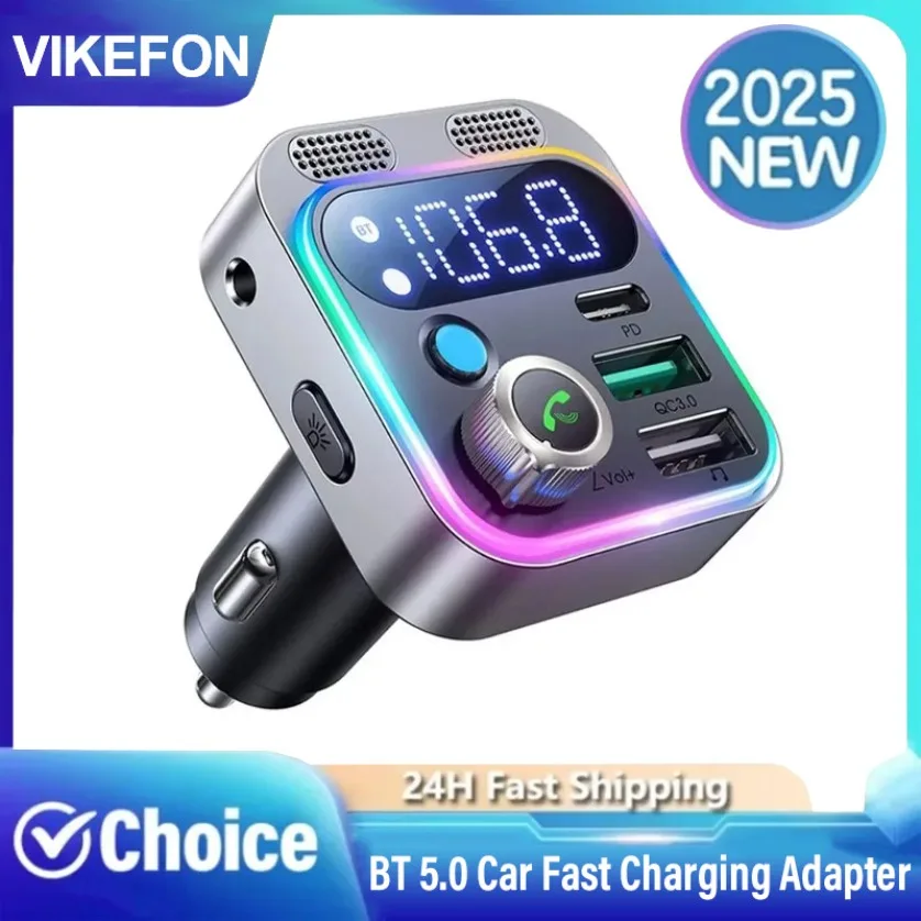 

Автоматический FM-передатчик Bluetooth BT 5,0, автомобильный адаптер для быстрой зарядки, автомобильный плеер для звонков без рук, универсальный автомобильный адаптер для быстрой зарядки