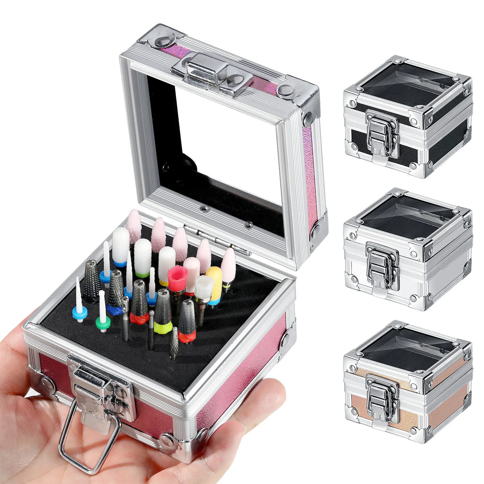 25 Hole Box Shape Nail Art Polishing Drill Bit Storage Box Showing Shelf Polishing Head Display Rack Tool Display Socket