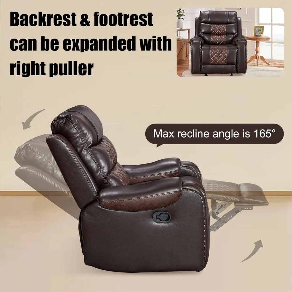 Fauteuil Stoel, Schommelstoel Voor Volwassenen, Faux Leder Multi-Functionele Ligstoel Comfy Single Sofa Seat, Fauteuil