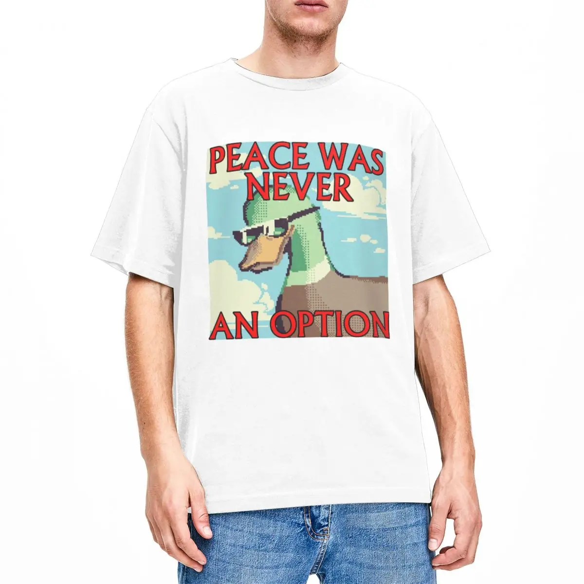 Men Women Peace Was Never An Option Duck Shirt Merch funny duck 100% Cotton Clothes Short Sleeve Round Neck Tees Summer T-Shirt