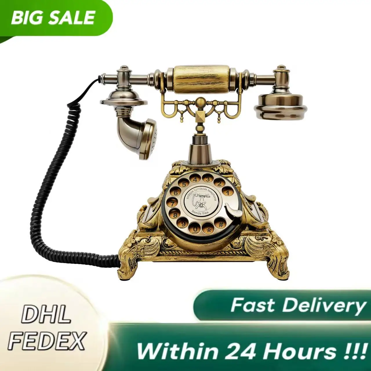 

Retro Corded Telephone for Home/Office/Hotel Vintage Multi-functional HD Call Telephone Fiberglass Phone Board Desktop Phone