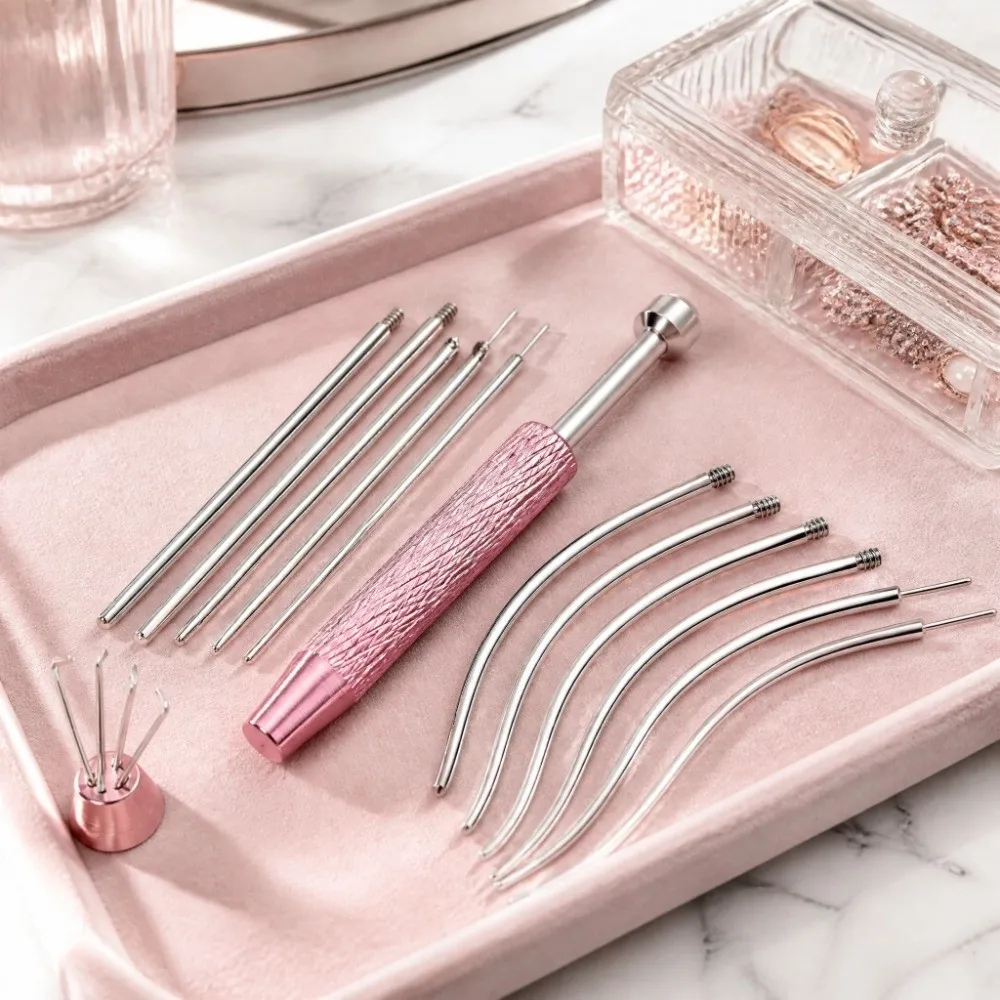 13pcs Stainless Steel Piercing Taper Tool Professional Earring Tool Puncture Connecting Pin Earring Applicator