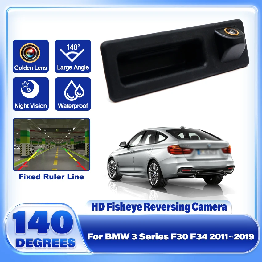 CCD HD Trunk Handle Rear View Camera For BMW 3 Series F30 F34 2011~2019 Car Reverse Parking Monitor Night Vision Golden Lens