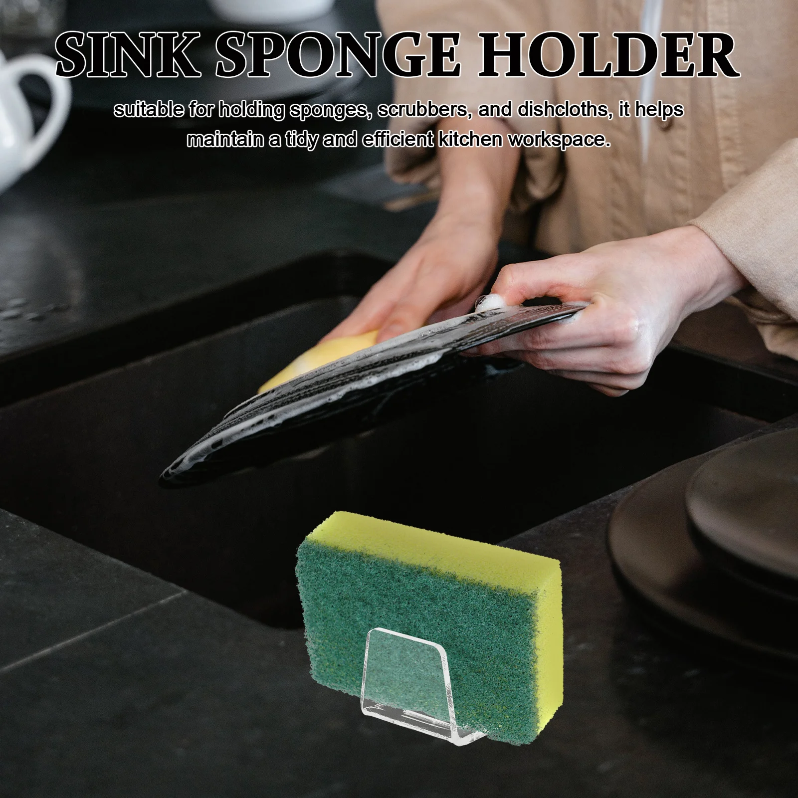 

2Pcs Kitchen Sink Sponge Holder Acrylic Multipurpose Dish Sponge Drying Rack Easy Installation Kitchen Organizer Drain Rack