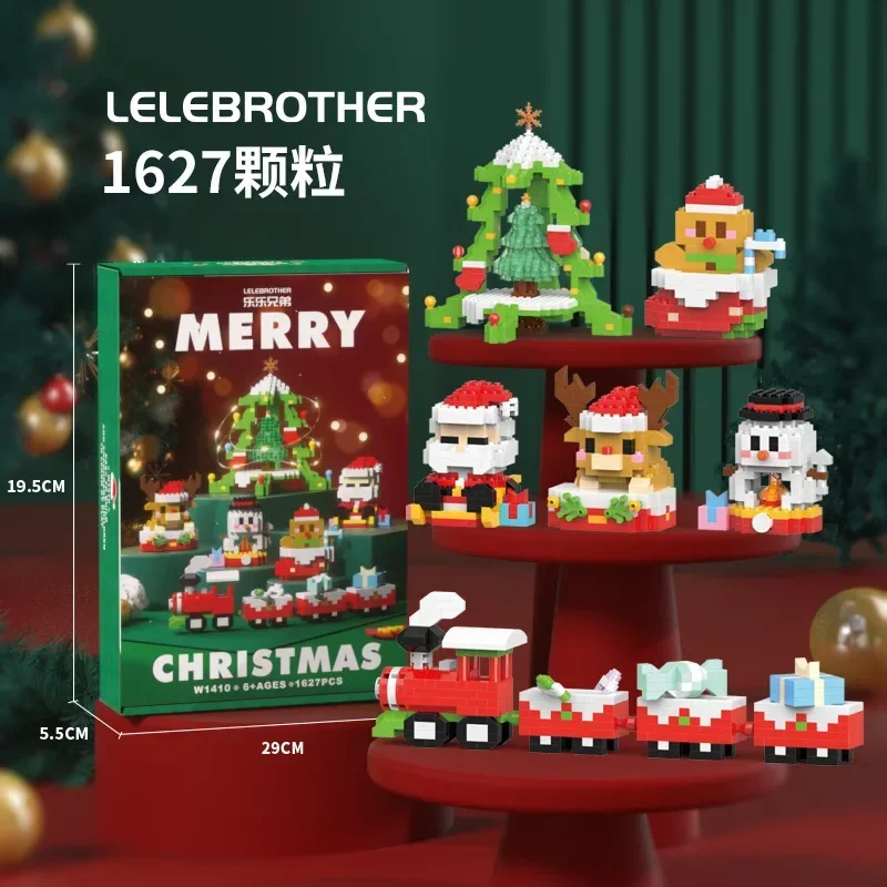 6Pcs /set Christmas Building Block Gift Brick with Led Santa Claus Deer Eve Puzzle Assembling Bricks Table Decoration Kids Gifts