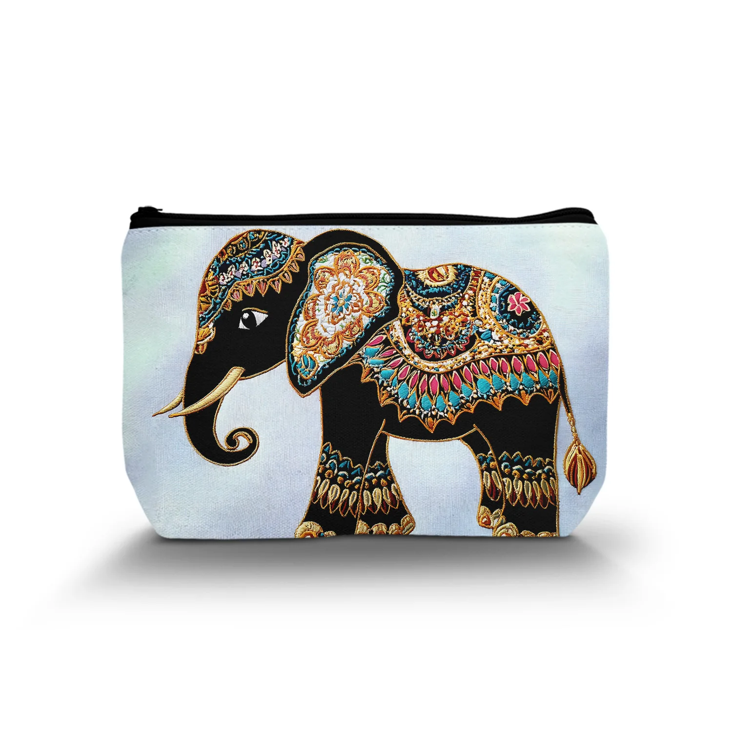 1Pc Indian Elephant Cosmetic Bag Colorful Elephant Female Cosmetic Bag Portable Cosmetic Bag With Zipper Best Gift For Mom